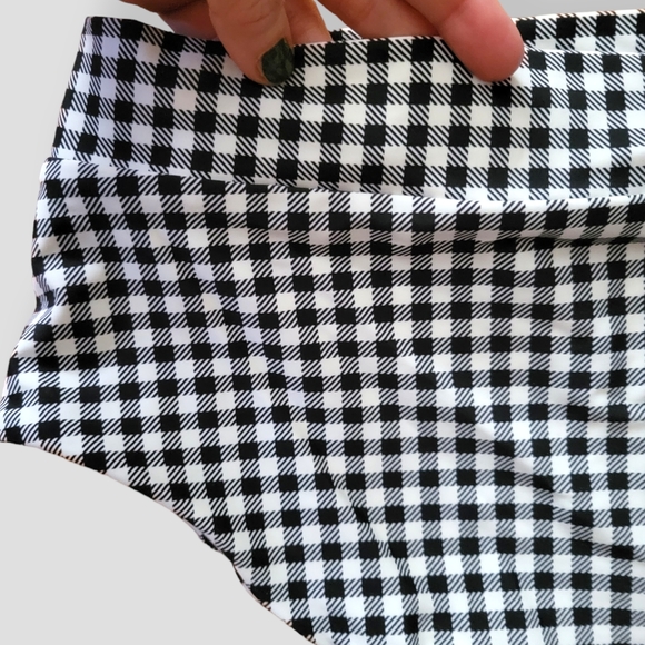 ZAFUL Mix & Match Gingham Plaid High Waist Tie Front Bikini Black & Green - Picture 7 of 10